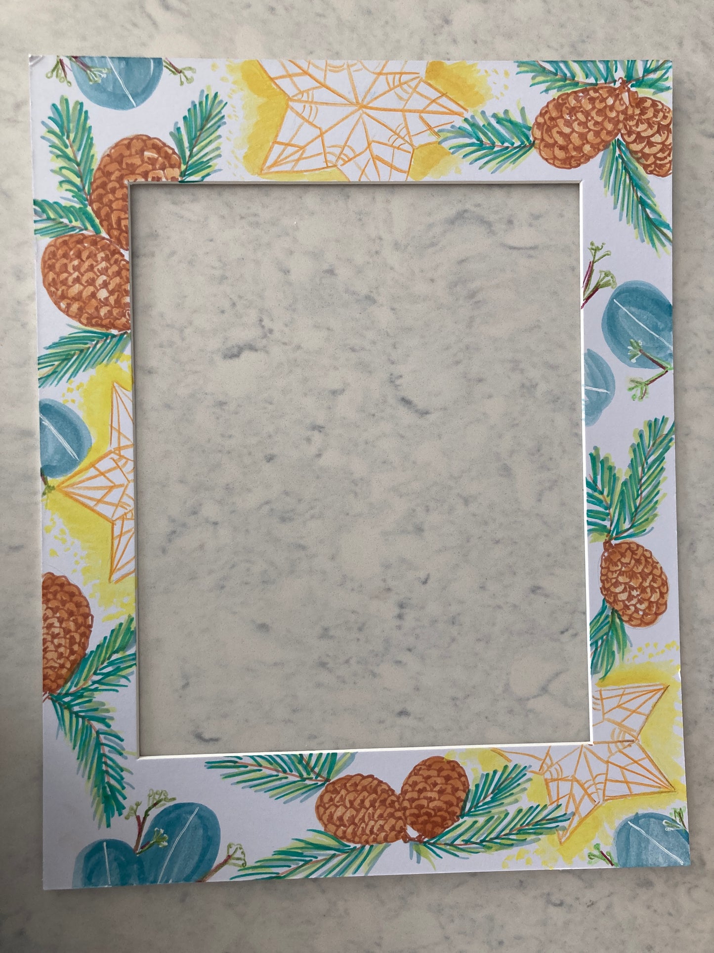 Pine Eucalyptus Star Mat 11x14 with 8x10 Opening