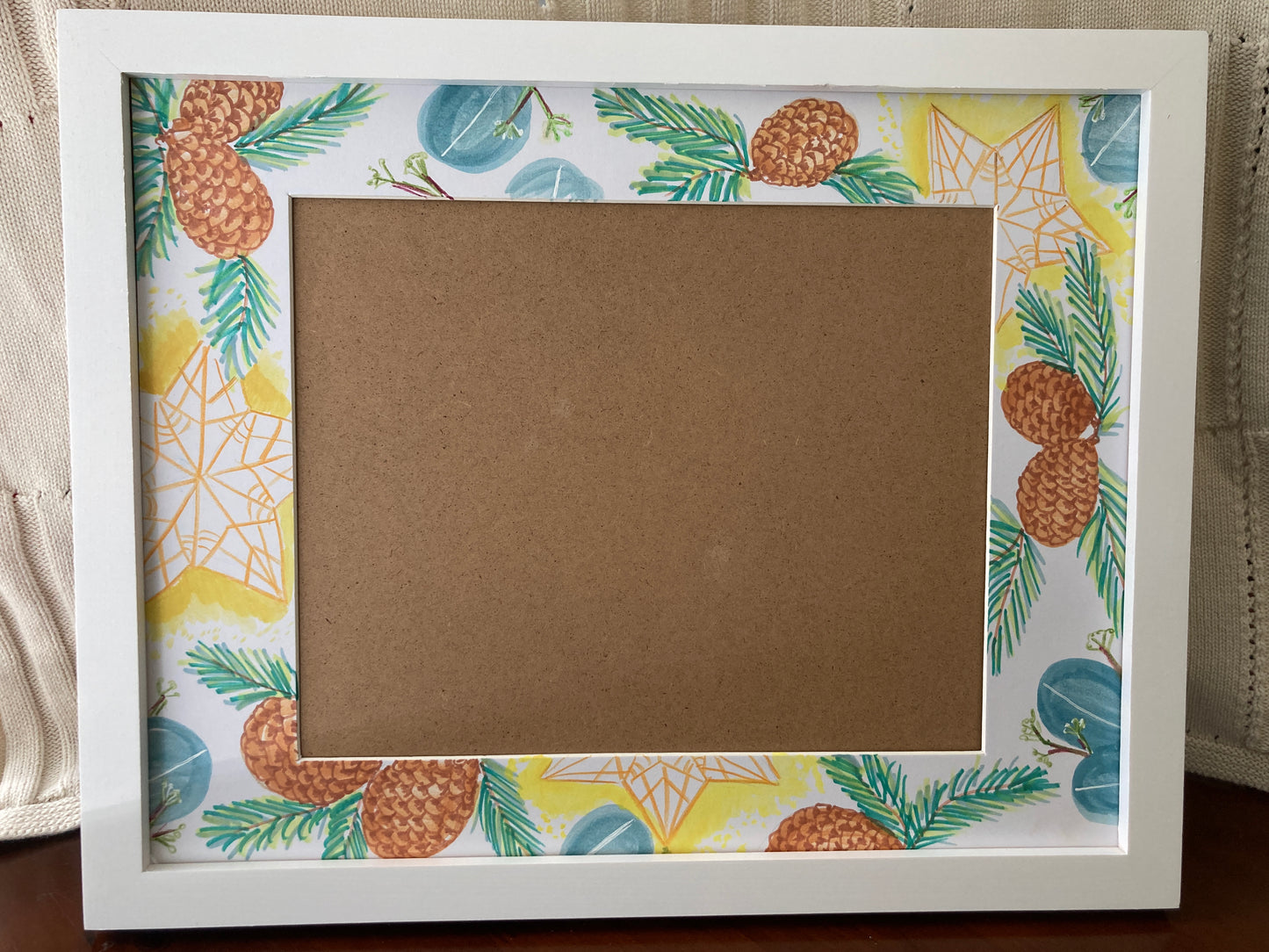 Pine Eucalyptus Star Mat 11x14 with 8x10 Opening